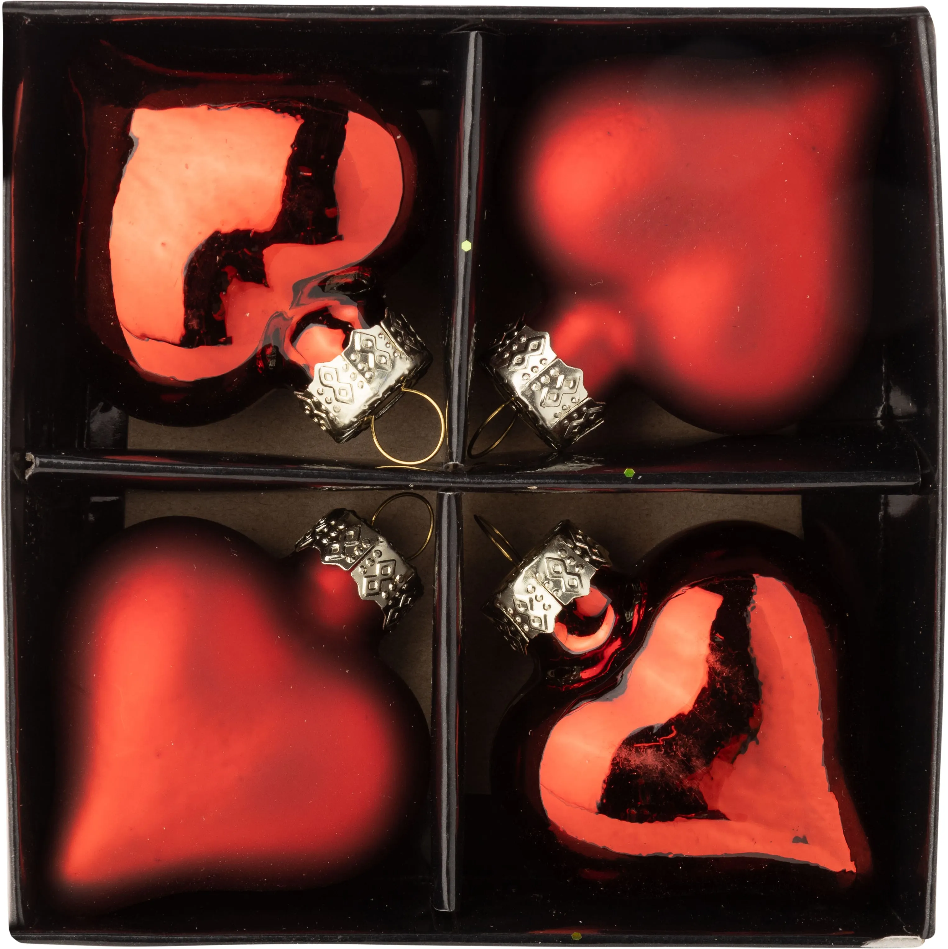 Glass Heart Ornaments Set of 4