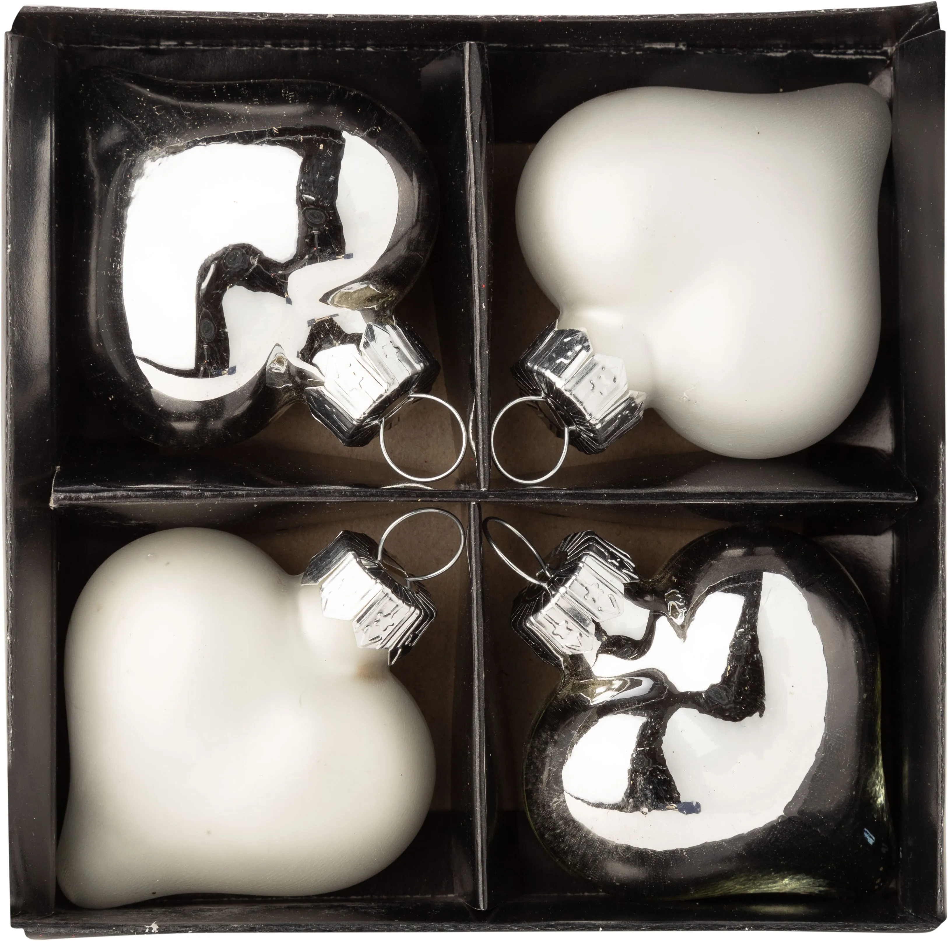 Glass Heart Ornaments Set of 4