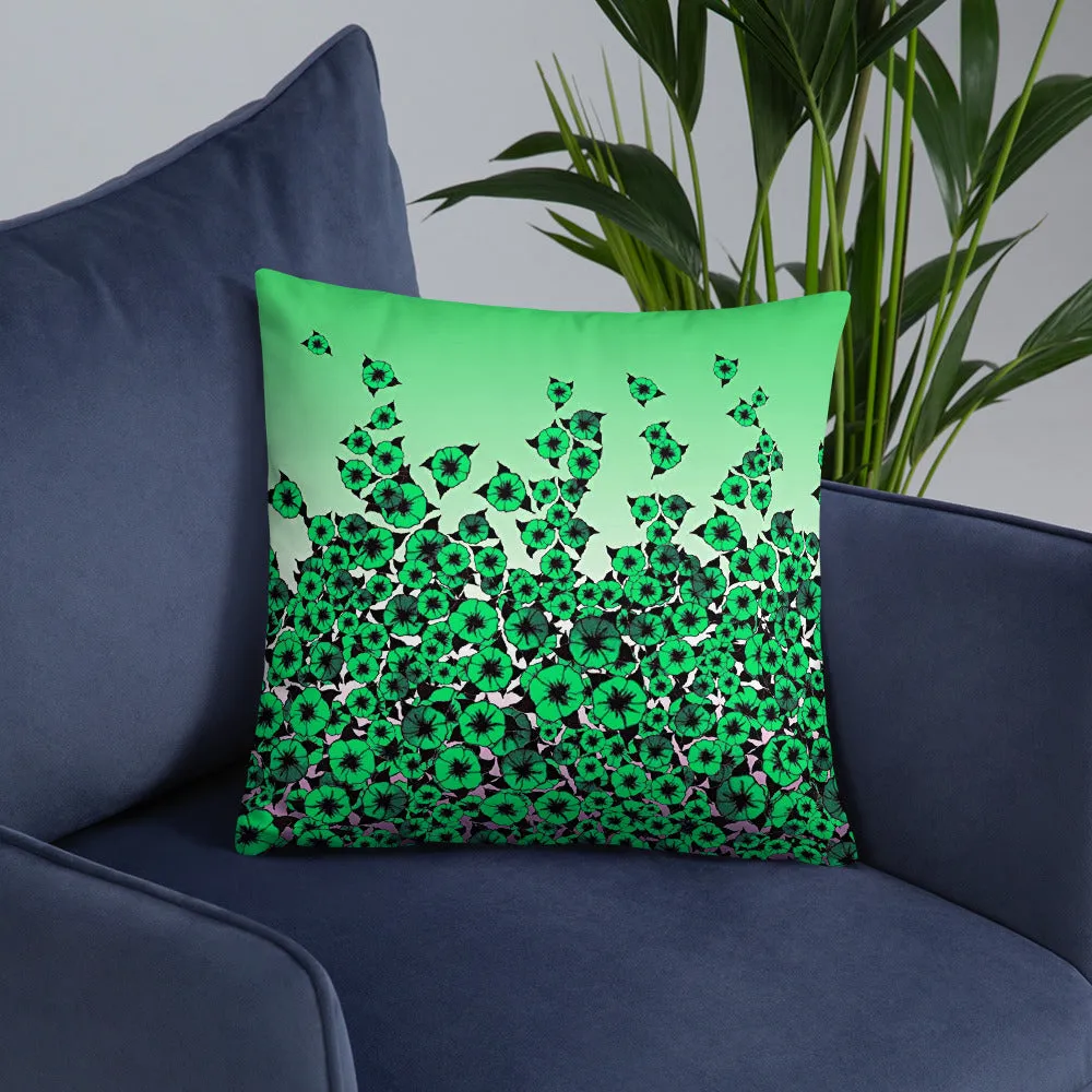 Green Bed of Roses designer Basic Pillow by John A. Conroy