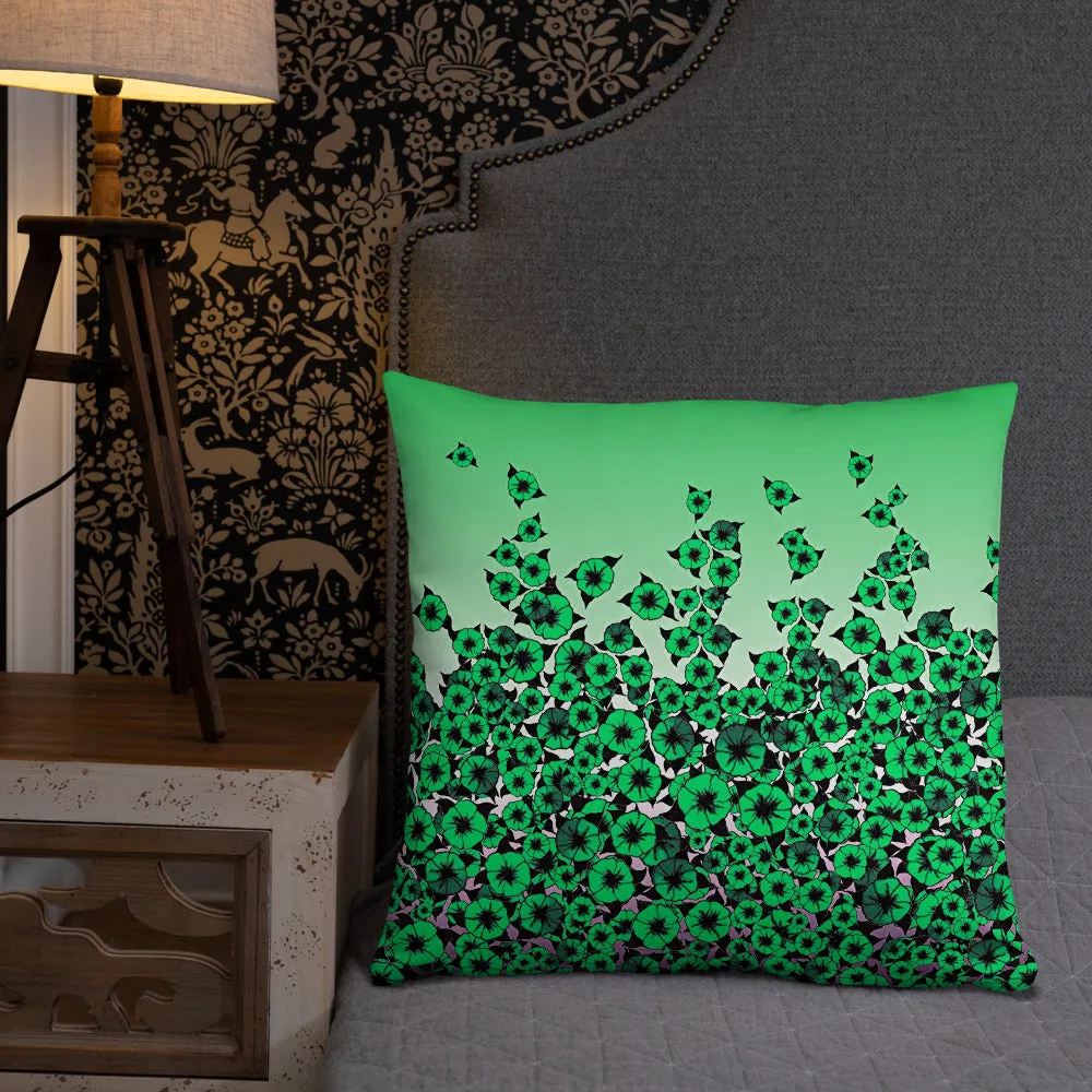 Green Bed of Roses designer Basic Pillow by John A. Conroy