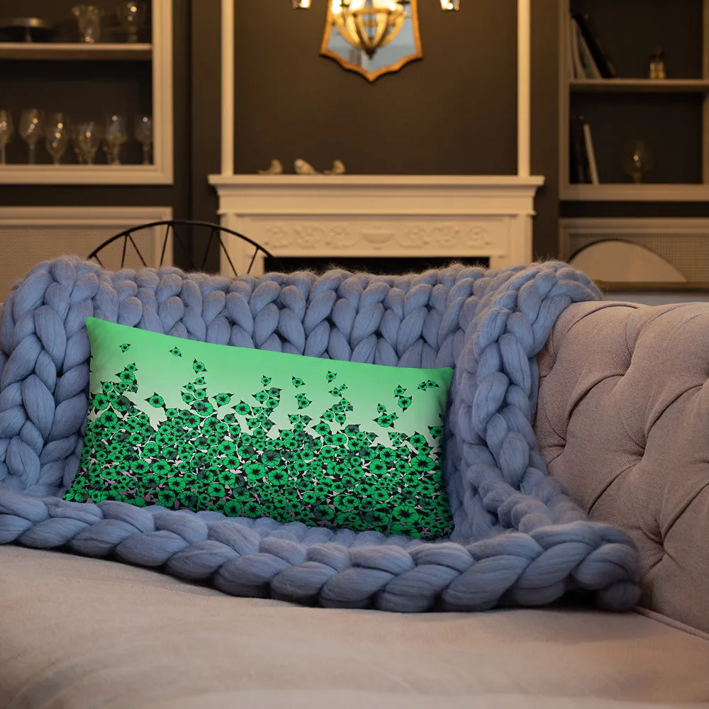 Green Bed of Roses designer Basic Pillow by John A. Conroy