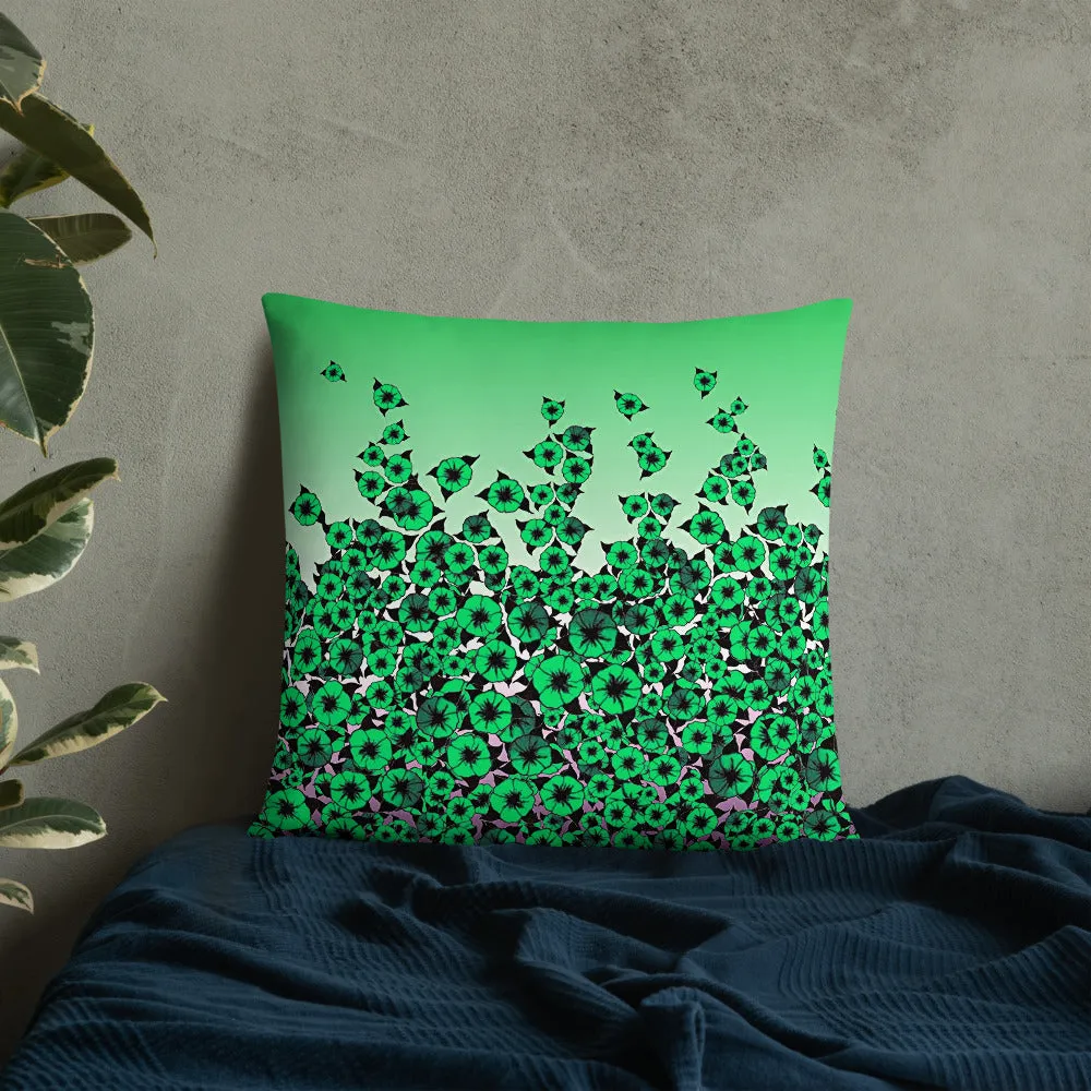 Green Bed of Roses designer Basic Pillow by John A. Conroy