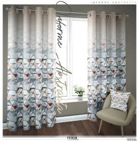 Grey Triangulate 3D PREMIUM Curtain Panel. Available on 12 Fabrics. Made to Order. 100304