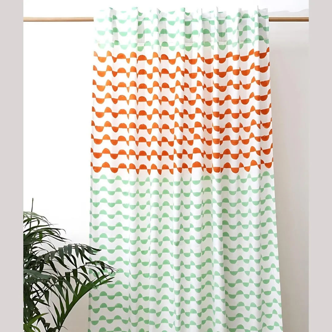 Gudgoodie 100% Cotton Canvas Curtains- Scallop Print