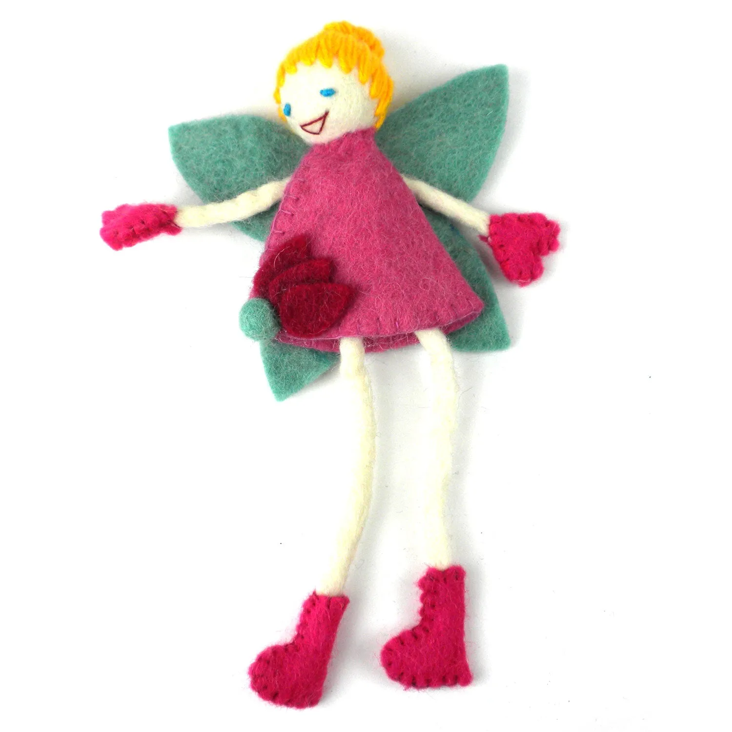 Hand Felted Tooth Fairy Pillow Blonde with Pink Dress Global Groove