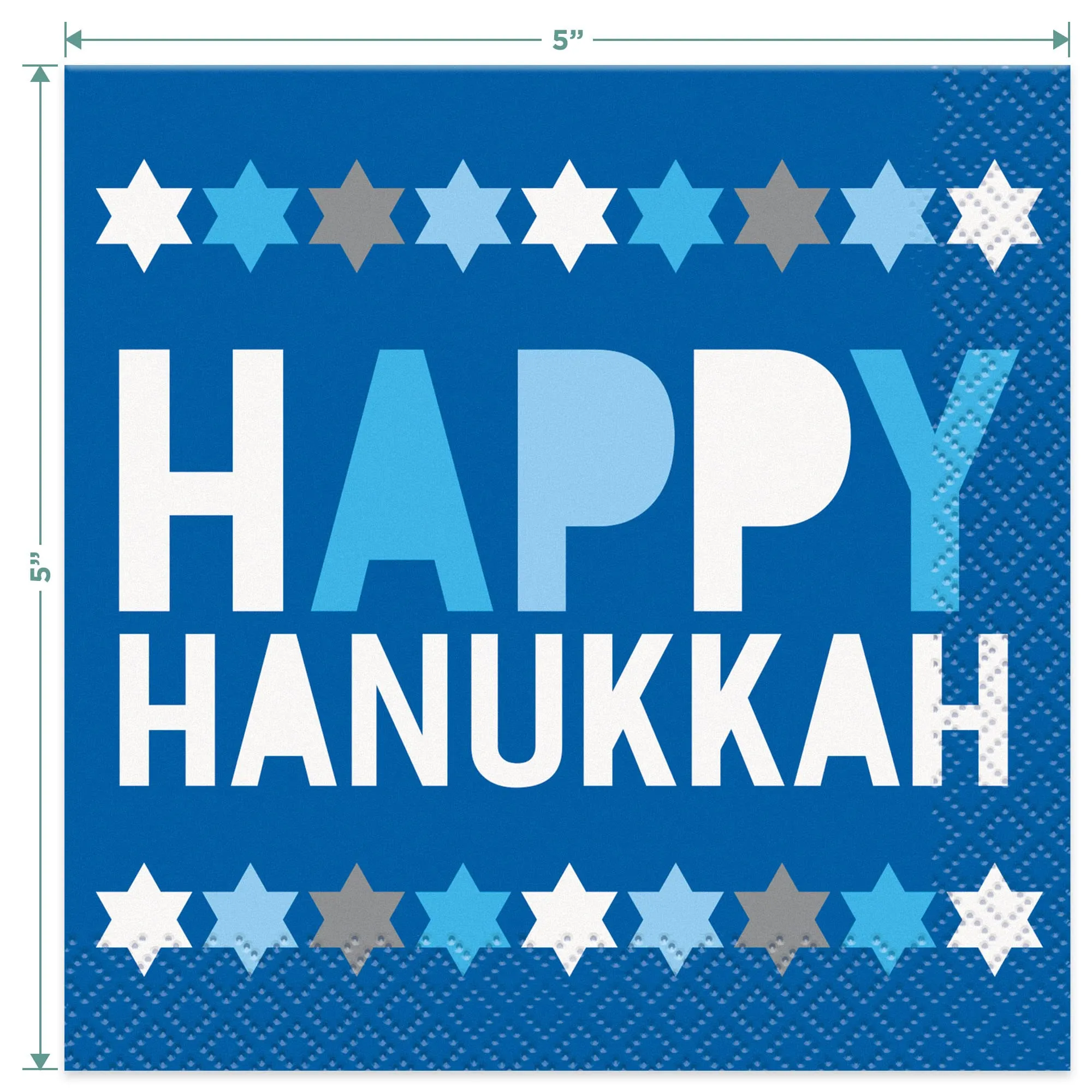 Happy Hanukkah Dessert Party Pack - Dessert Plates, Napkins, Cups, and Table Cover Set (Serves 16)