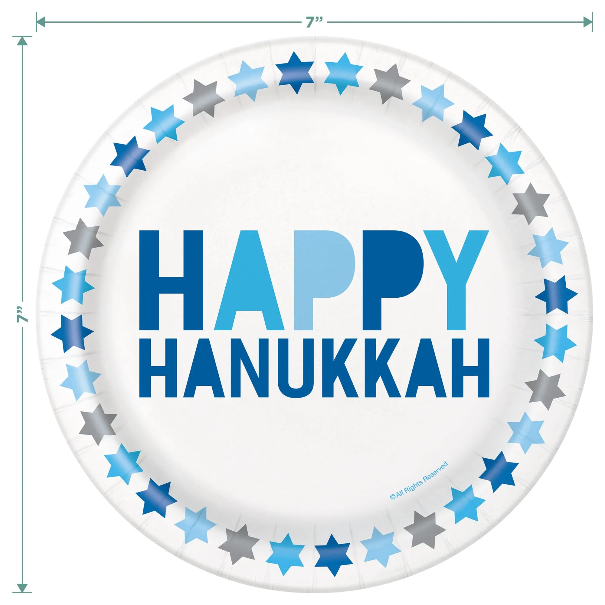 Happy Hanukkah Dessert Party Pack - Dessert Plates, Napkins, Cups, and Table Cover Set (Serves 16)