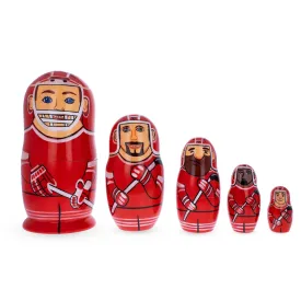 Hockey Players Wooden Nesting Dolls