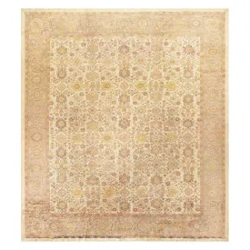 Ivory Antique Wool Persian Rug - 12' x 13'6"