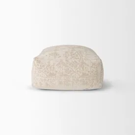 Jacquard Sophie Pouf in Cream - Large