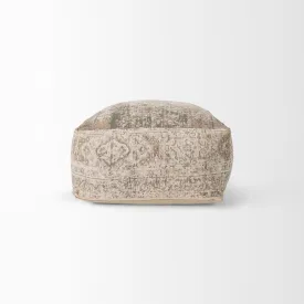 Jacquard Sophie Pouf in Taupe - Large