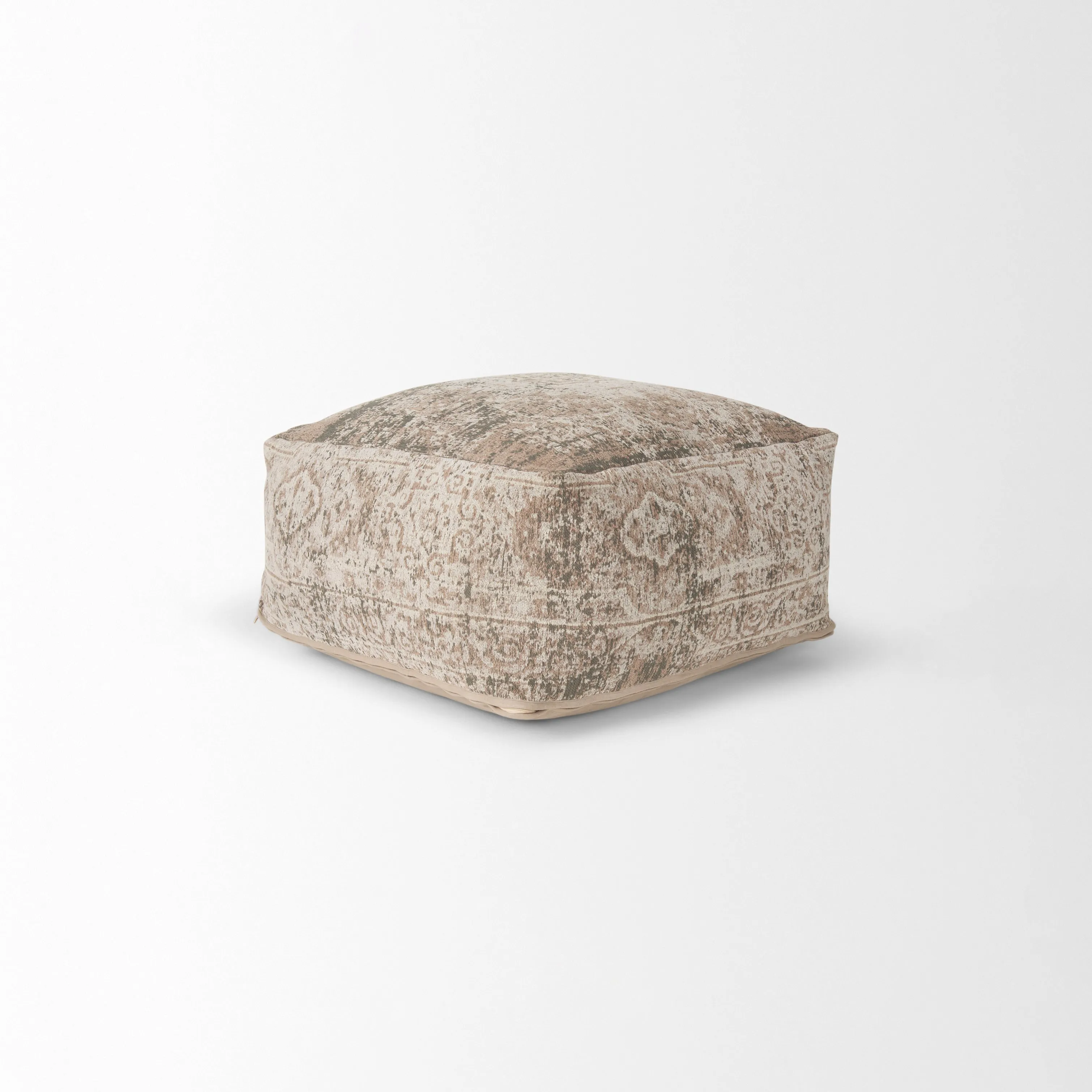 Jacquard Sophie Pouf in Taupe - Large