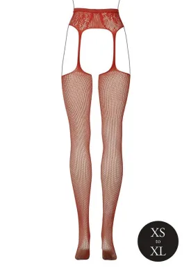 Le Desir Fishnet and Lace Garterbelt Stocking - One Size - Sunset Glow