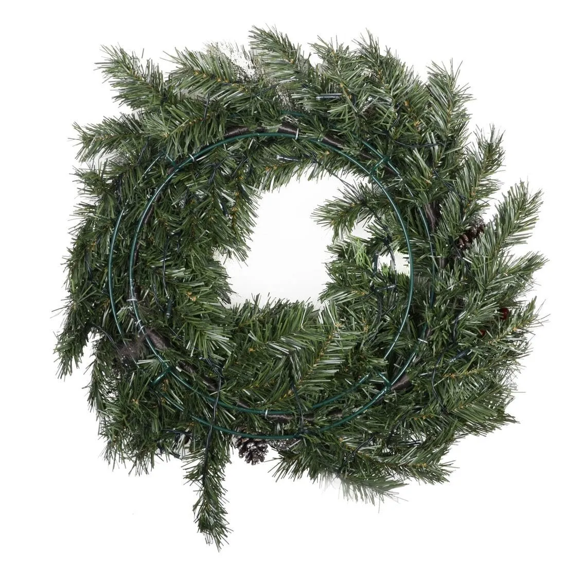 LED Snow Frosted Christmas Wreath With Berries & Pine Cones