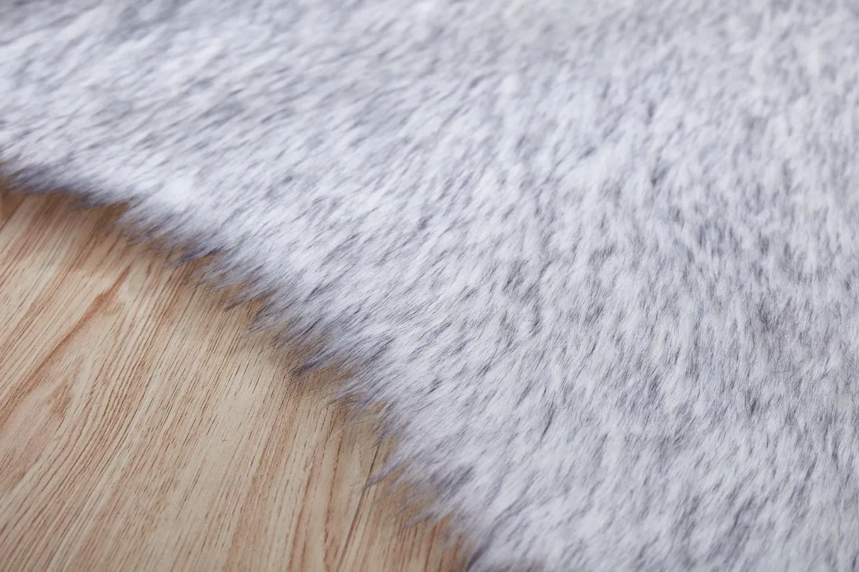 Luxury Dark Grey Faux Fur Accent Rug 32" x 71"