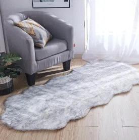 Luxury Dark Grey Faux Fur Accent Rug 32" x 71"