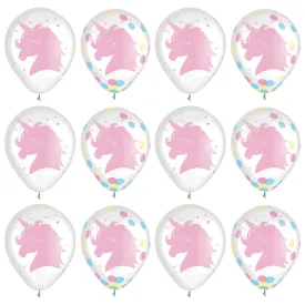 Magical Unicorn Rainbow Birthday Latex Confetti Party Balloons, 12 Count