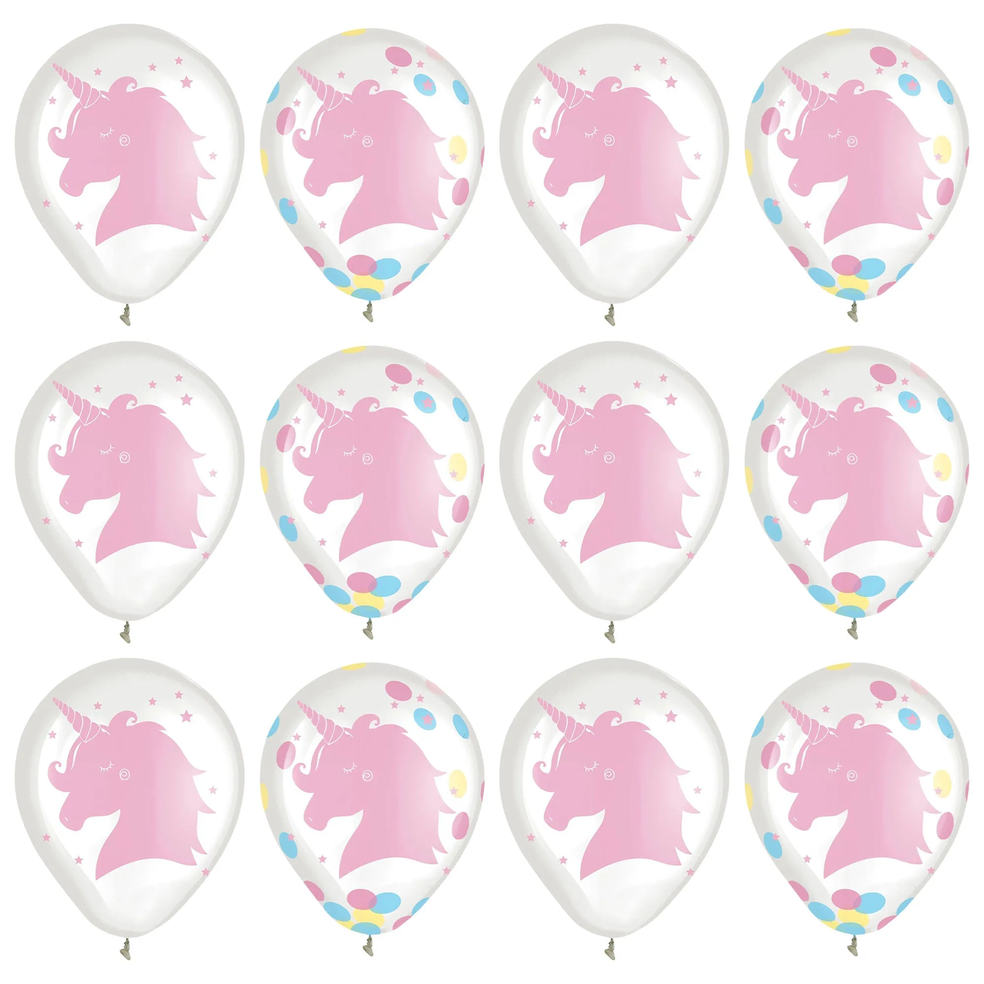 Magical Unicorn Rainbow Birthday Latex Confetti Party Balloons, 12 Count