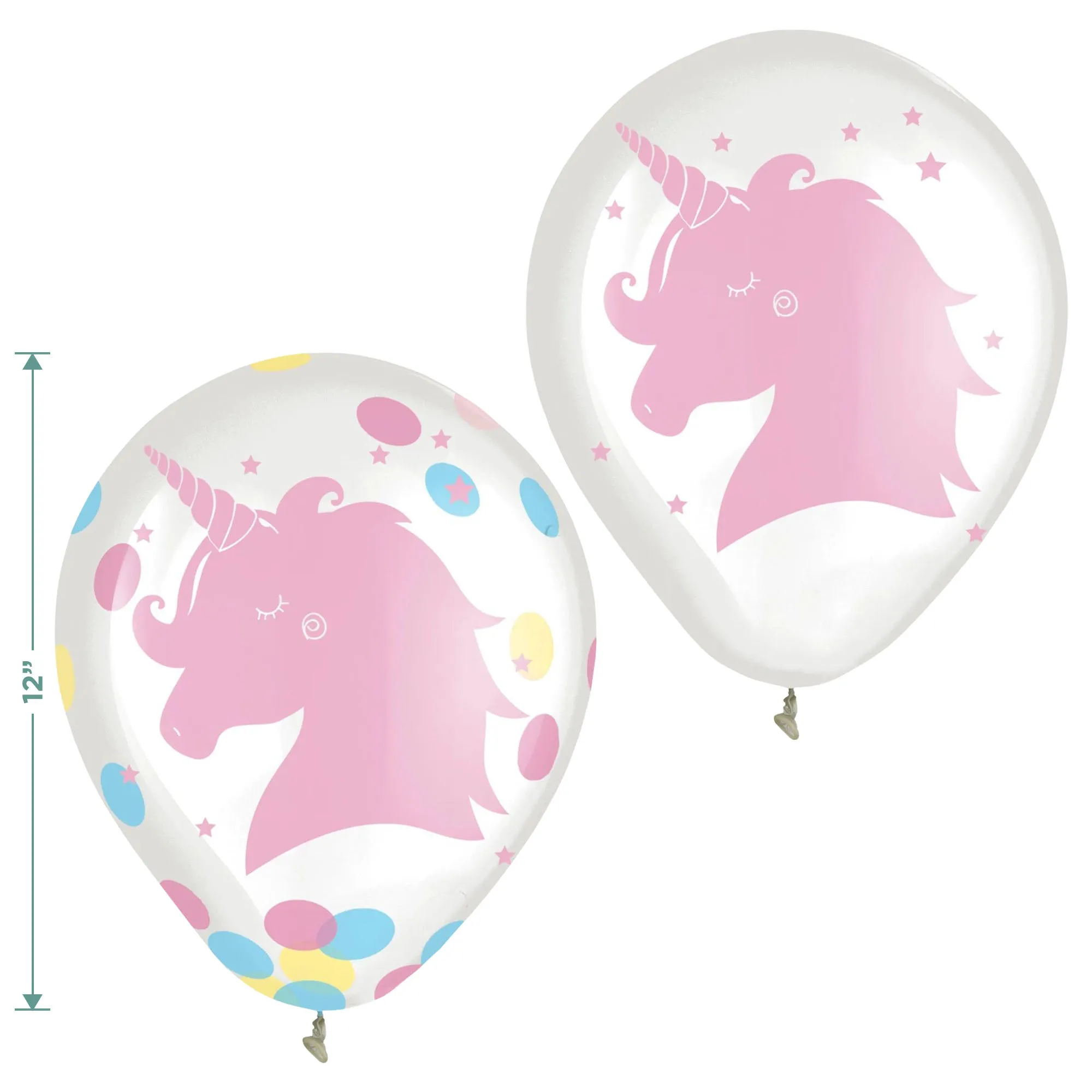 Magical Unicorn Rainbow Birthday Latex Confetti Party Balloons, 12 Count