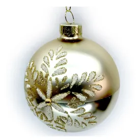 Matte Gold with Gitter Snowflake Glass Ball Ornament