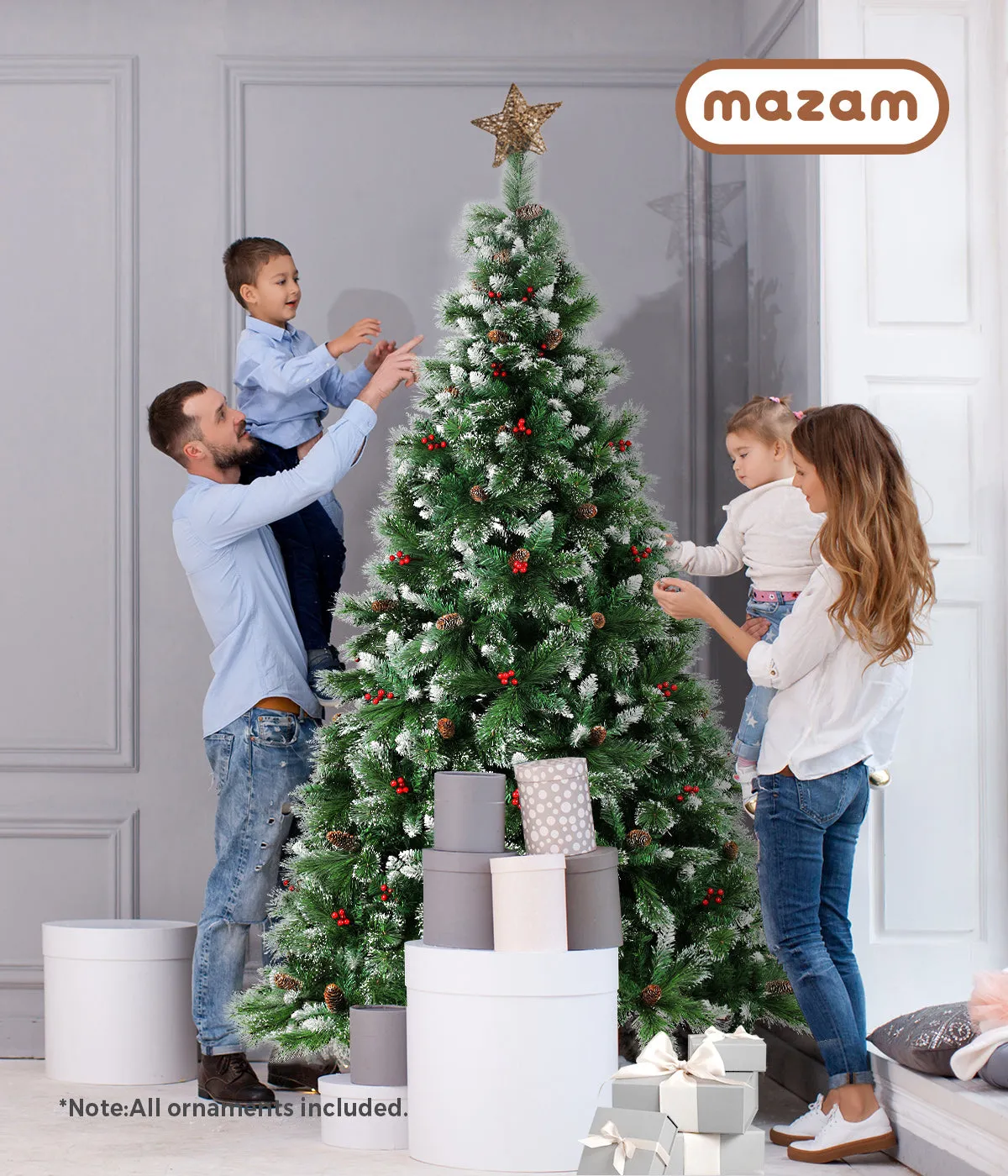 Mazam Christmas Tree 1.8M 6FT Xmas Trees Green with Ornaments Decorations