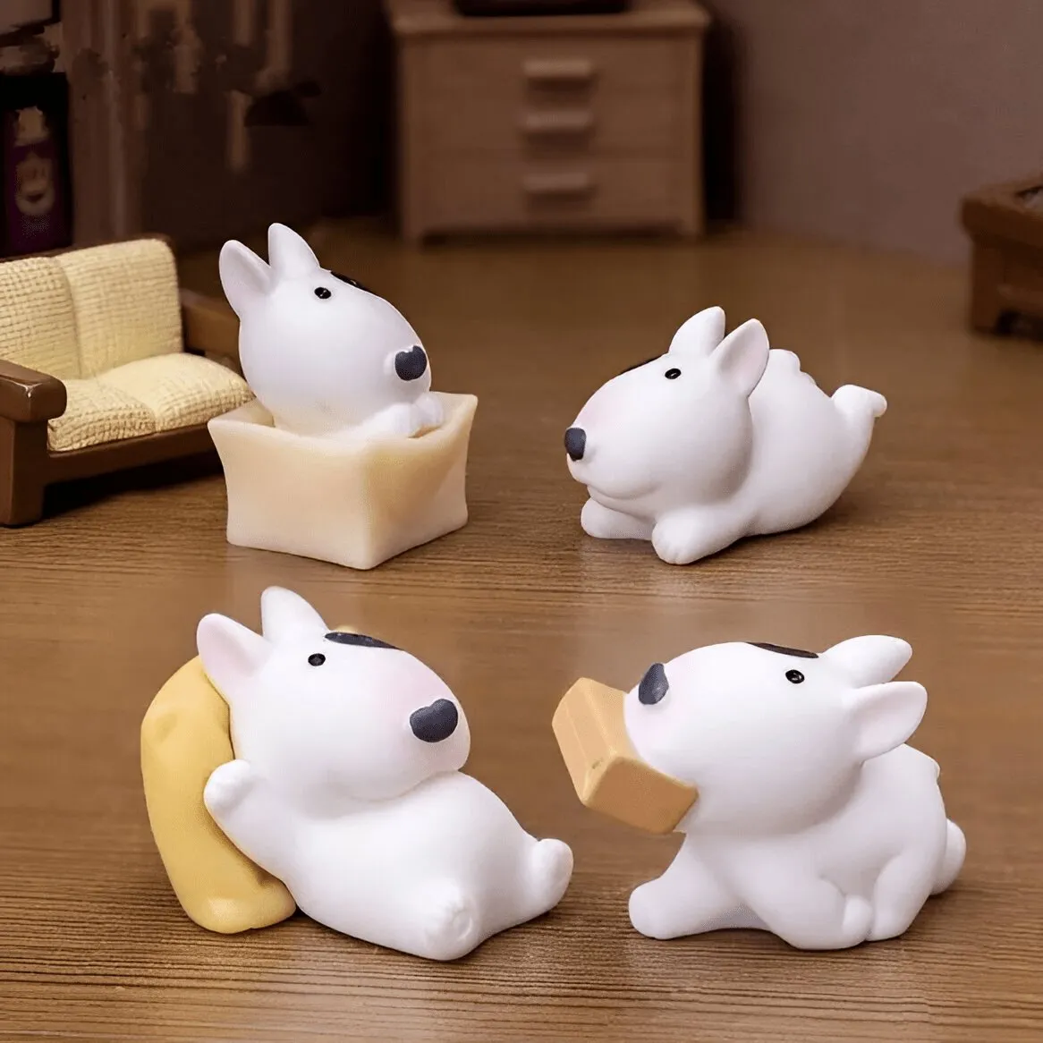 Mini Bull Terrier Figurines Set