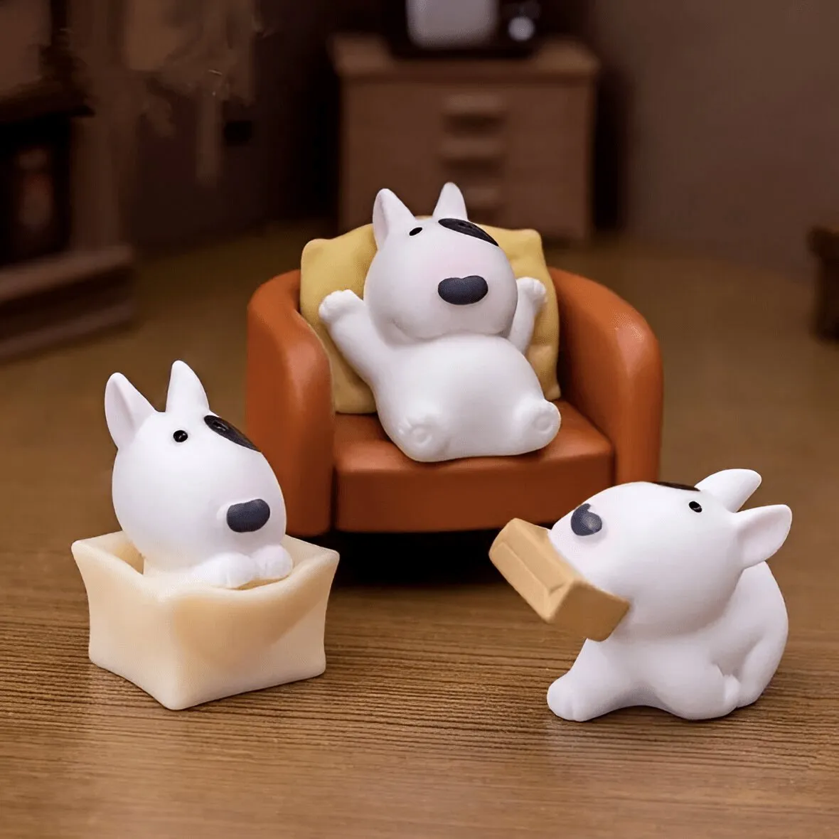 Mini Bull Terrier Figurines Set