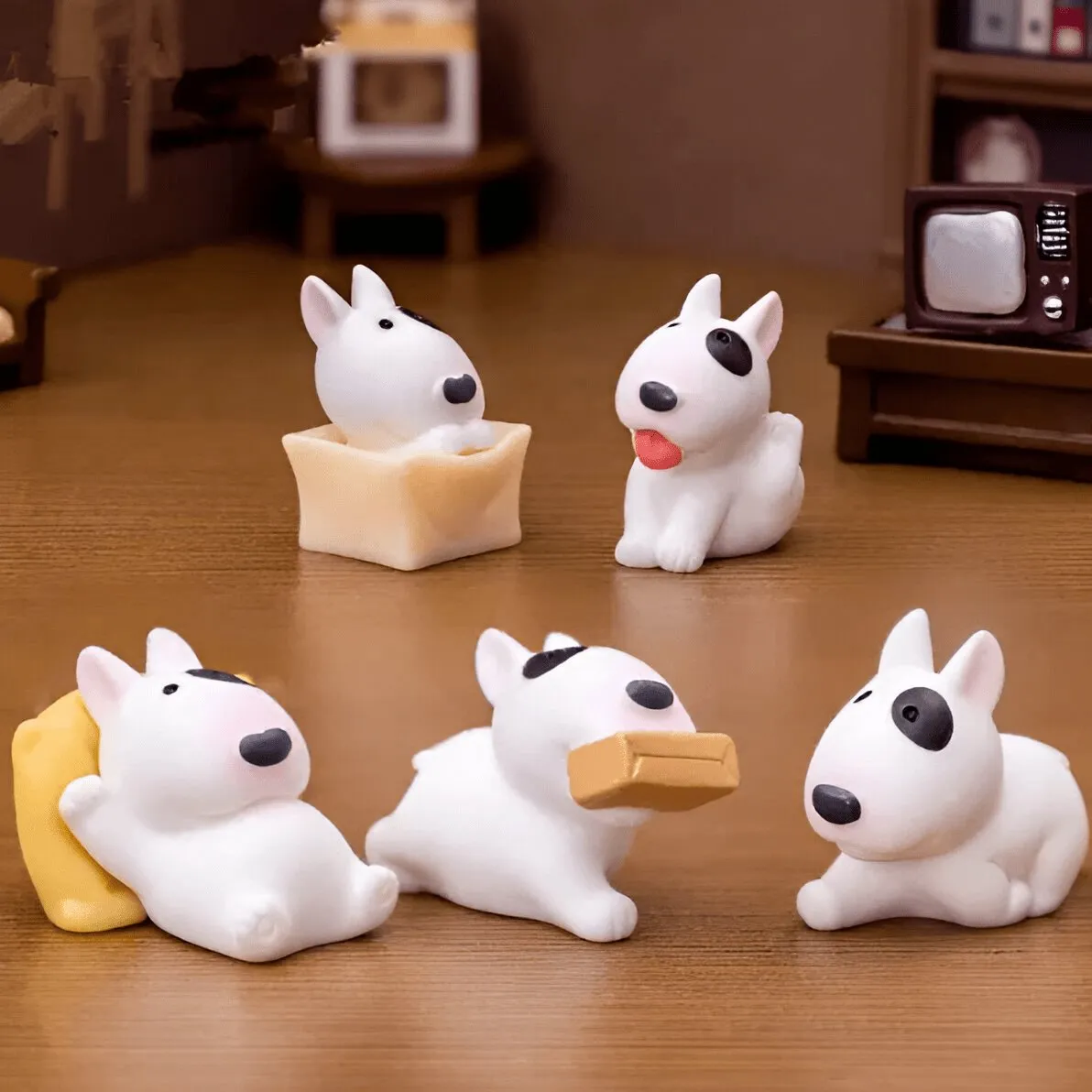 Mini Bull Terrier Figurines Set