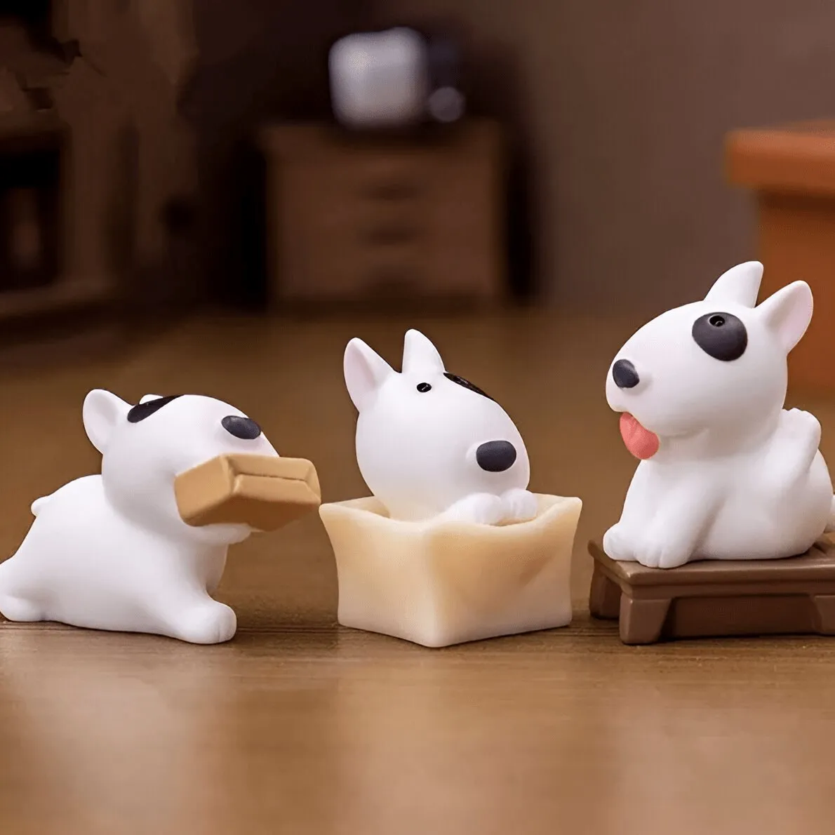 Mini Bull Terrier Figurines Set