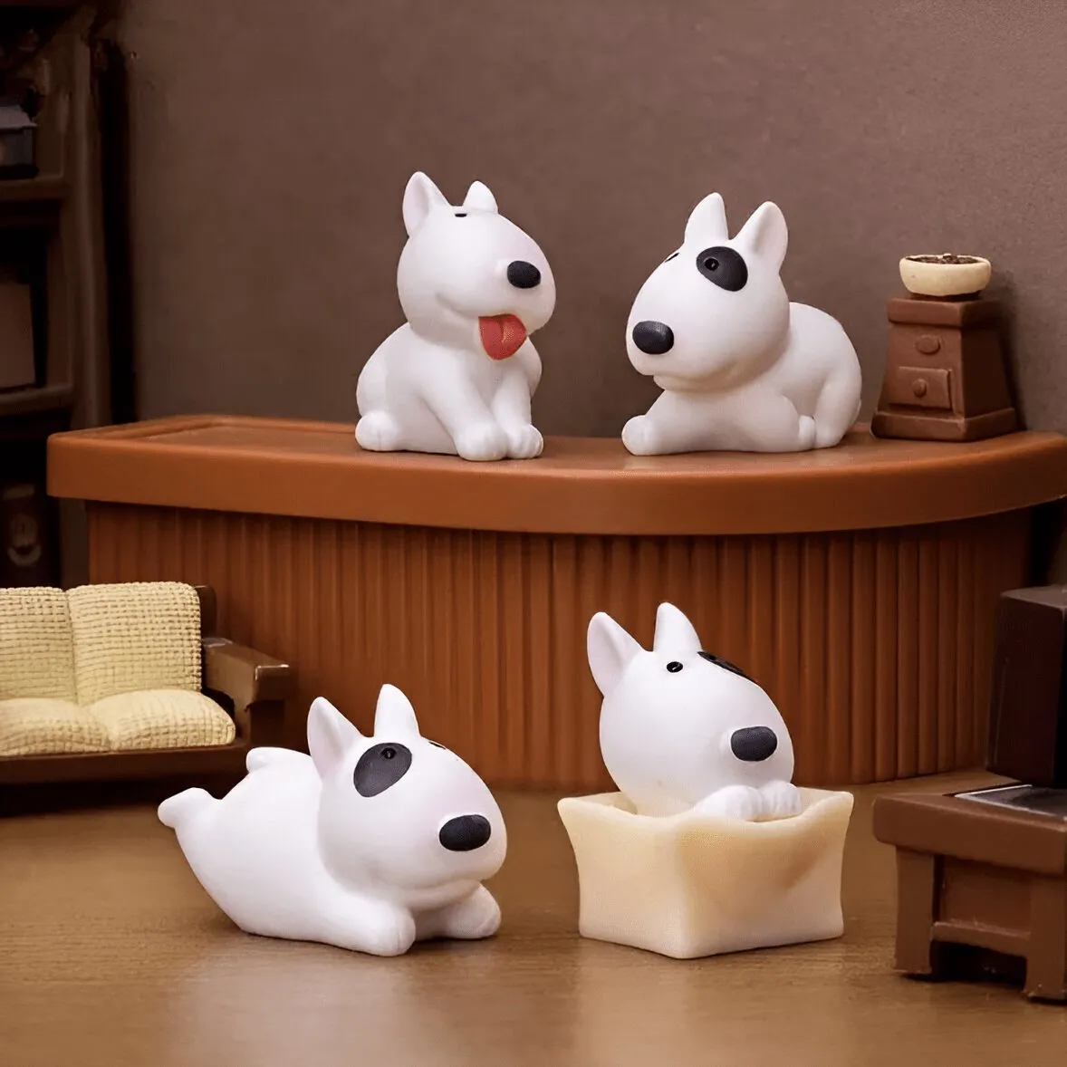 Mini Bull Terrier Figurines Set