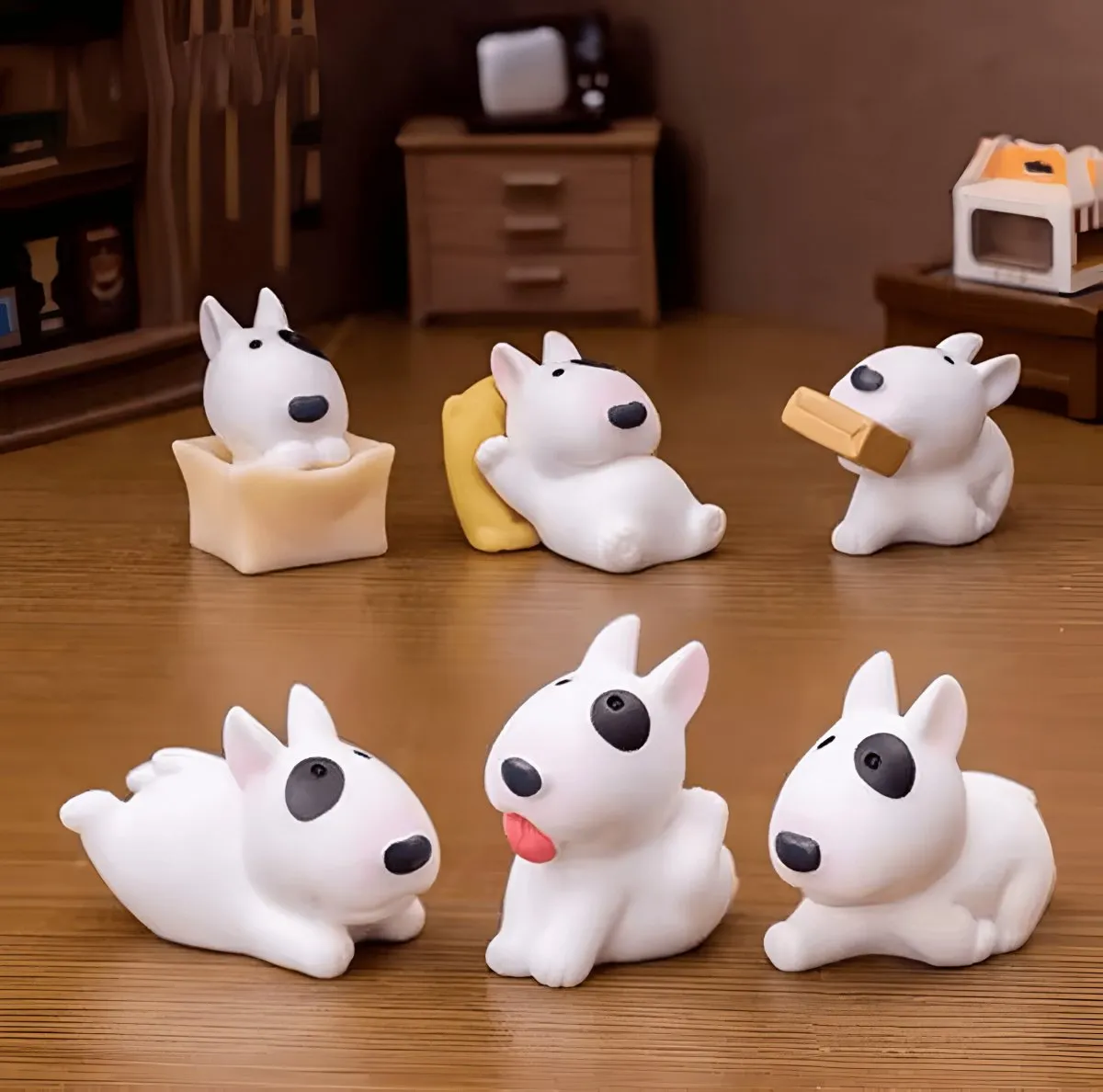 Mini Bull Terrier Figurines Set