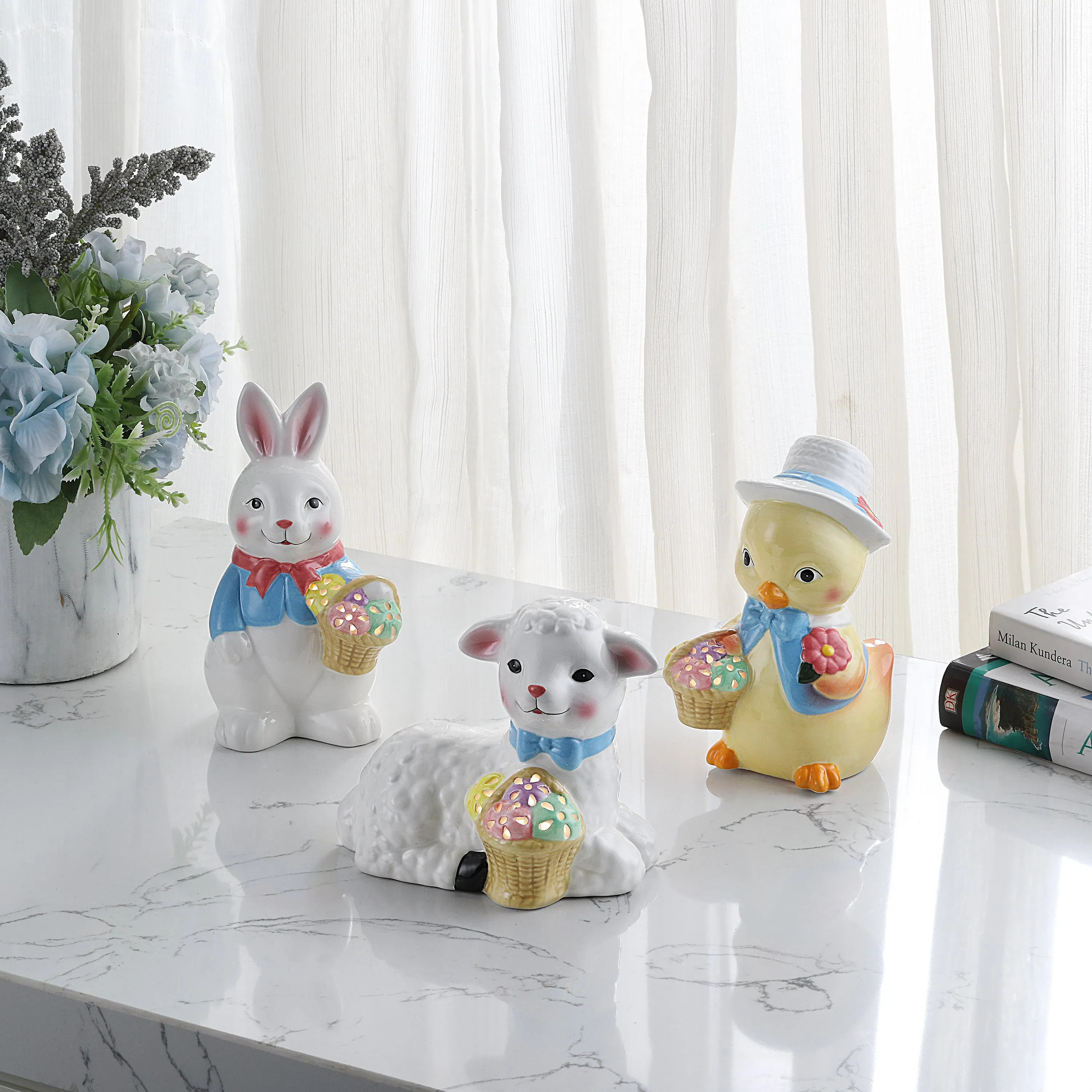 Mr. Cottontail Set of 3 Mini Ceramic Figurines