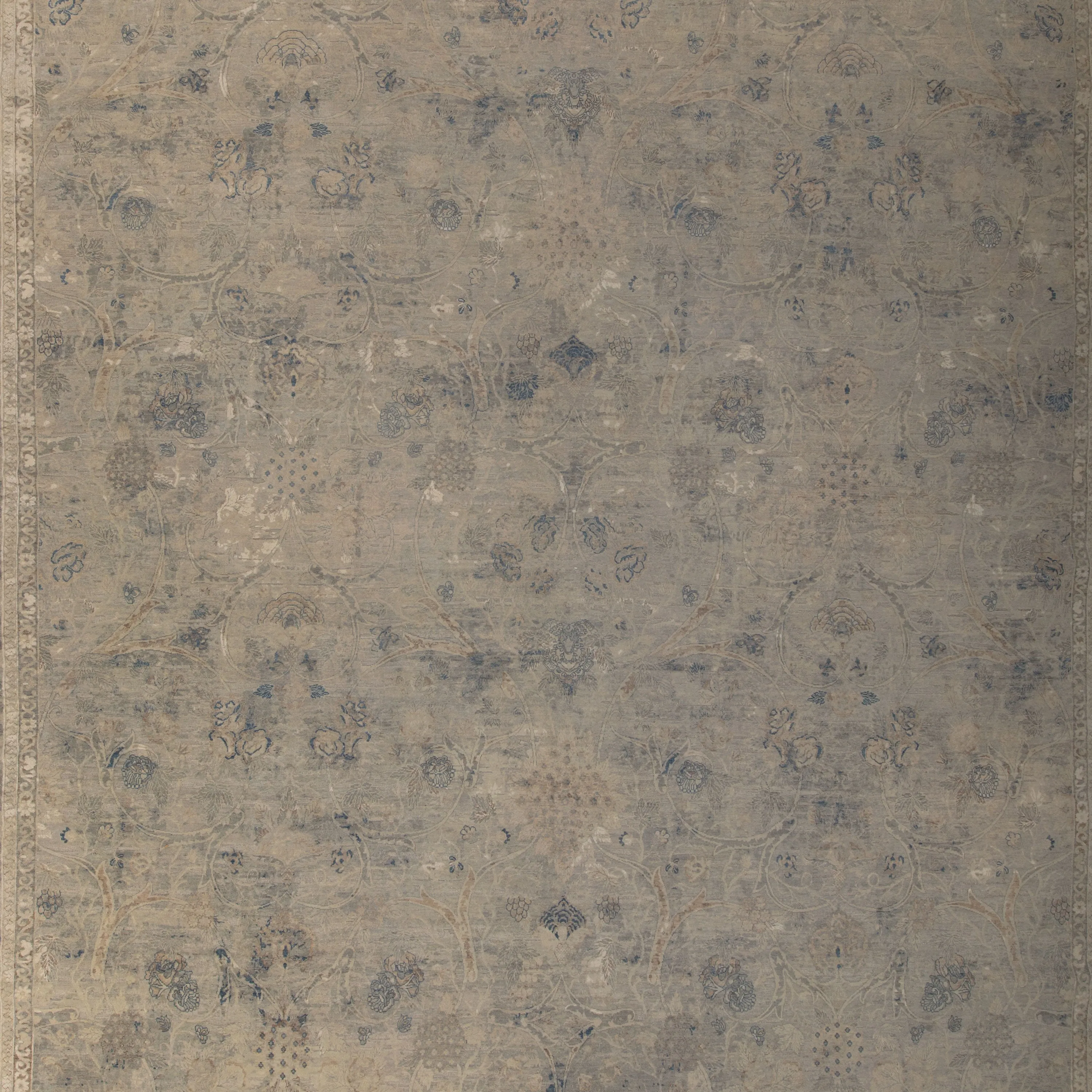 Natural Transitional Wool Silk Blend Rug - 12'10" x 18'3"