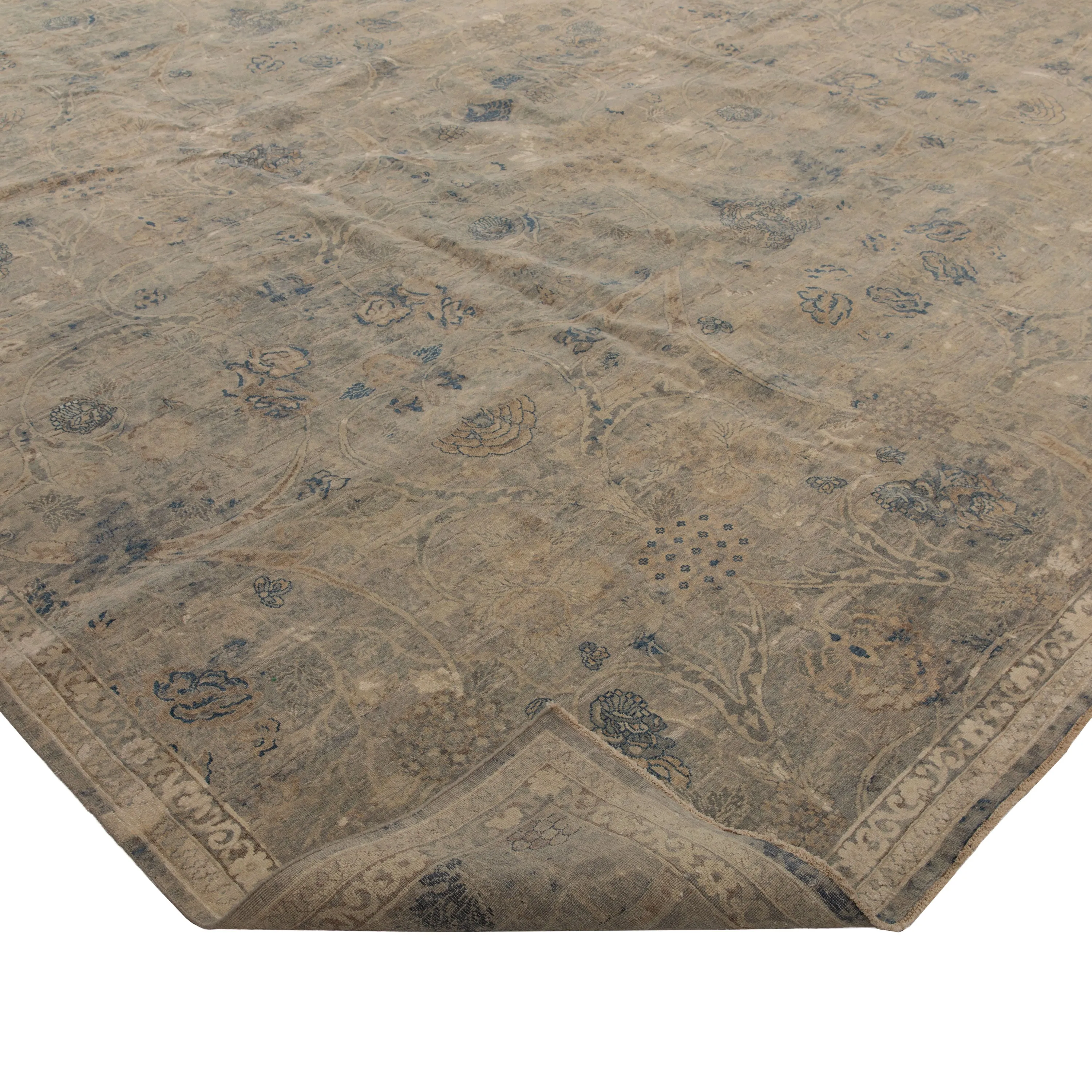 Natural Transitional Wool Silk Blend Rug - 12'10" x 18'3"