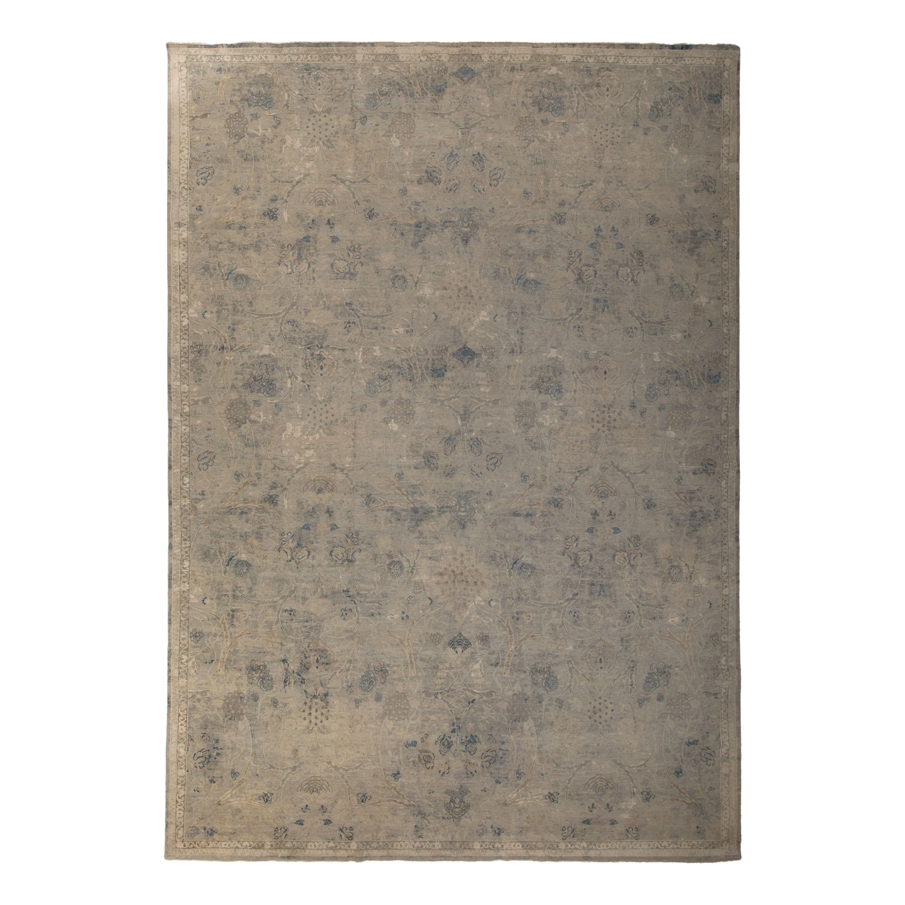 Natural Transitional Wool Silk Blend Rug - 12'10" x 18'3"