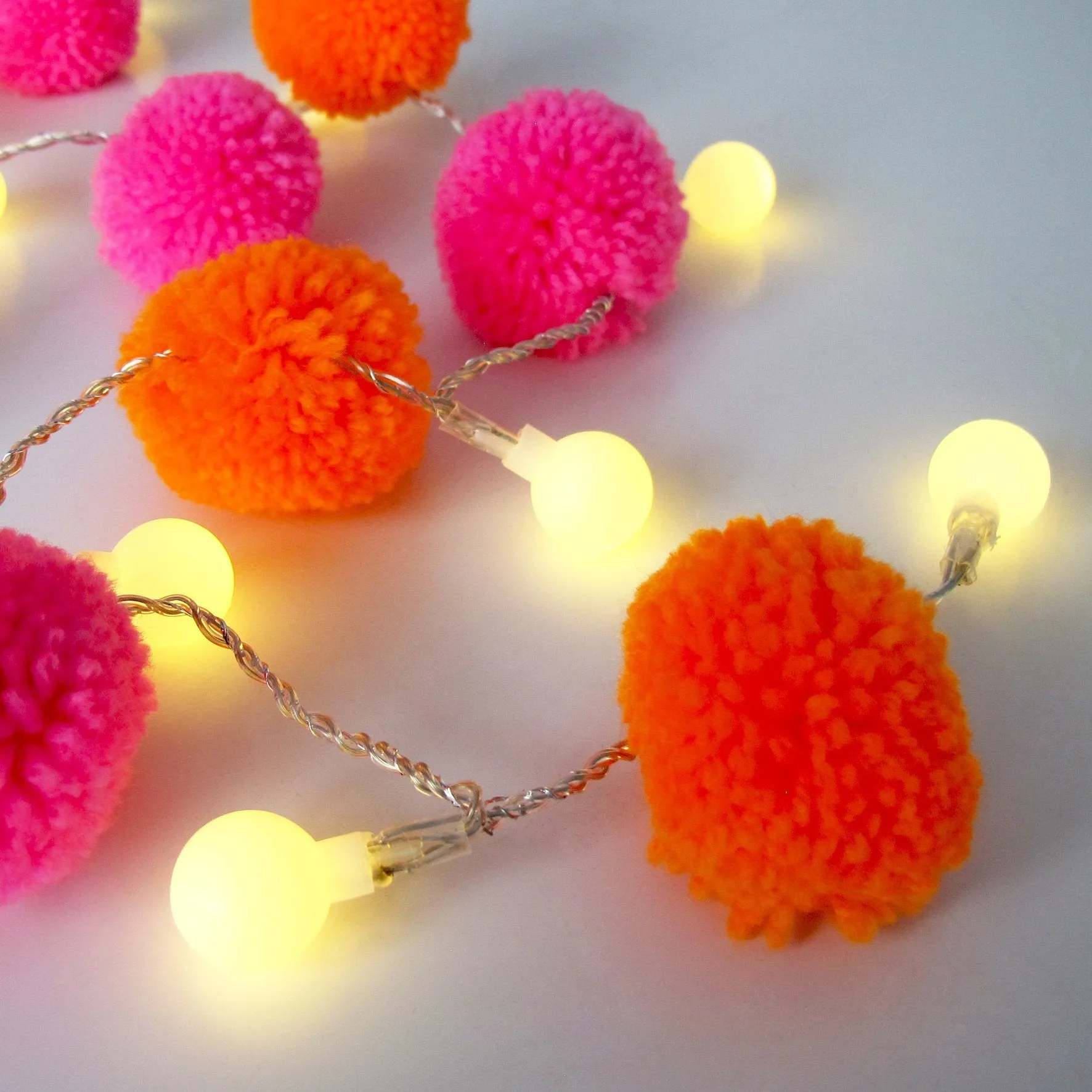 Neon Pom Pom String Lights