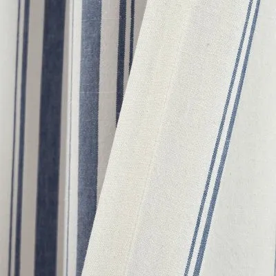 New - Set of 2 (84"x42") Farmhouse Striped Yarn Dyed Eco-Friendly Recycled Cotton Window Curtain Panels Navy - Lush Décor