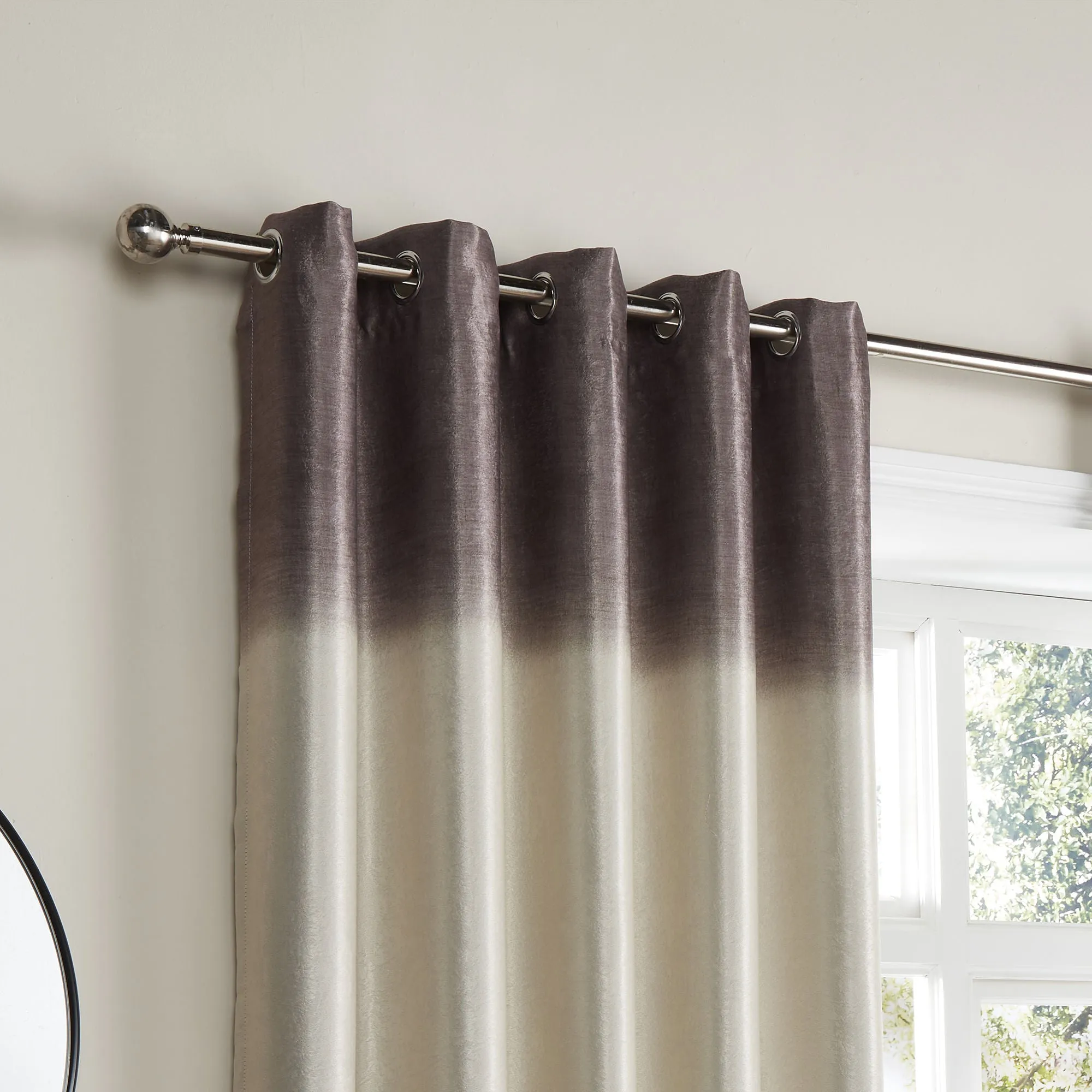 Ombre Strata Pair of Eyelet Curtains by Fusion in Chocolate