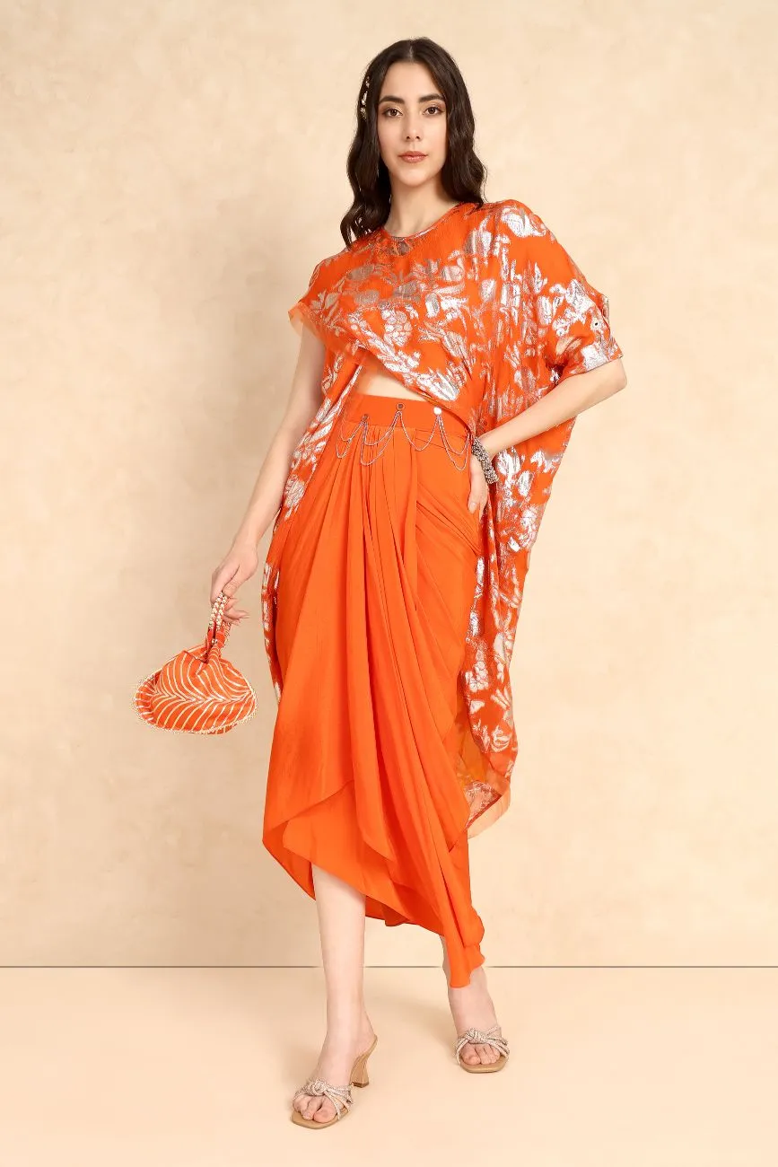 ORANGE DRAPED SKIRT