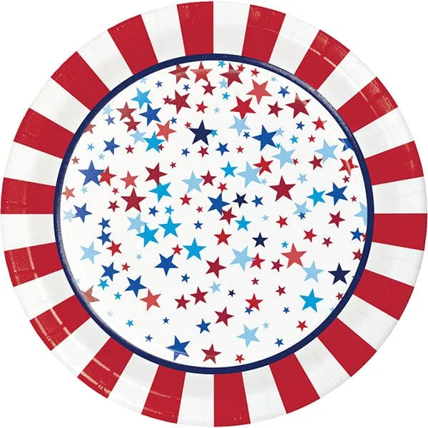 Patriotic Pride 9in Round Dinner Paper Plates 8ct