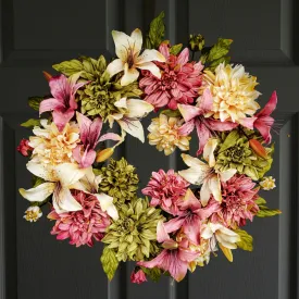 Pink Dahlia Flower Wreath