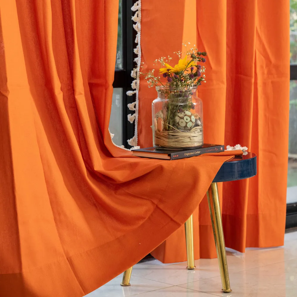 Premium 100% Cotton Curtain for Window & Curtains for Door - Pack of 1 Curtain, Aura Orange