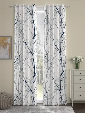 Premium Cotton Curtains - 100% Cotton Curtains, Set of 2, Branch Blue