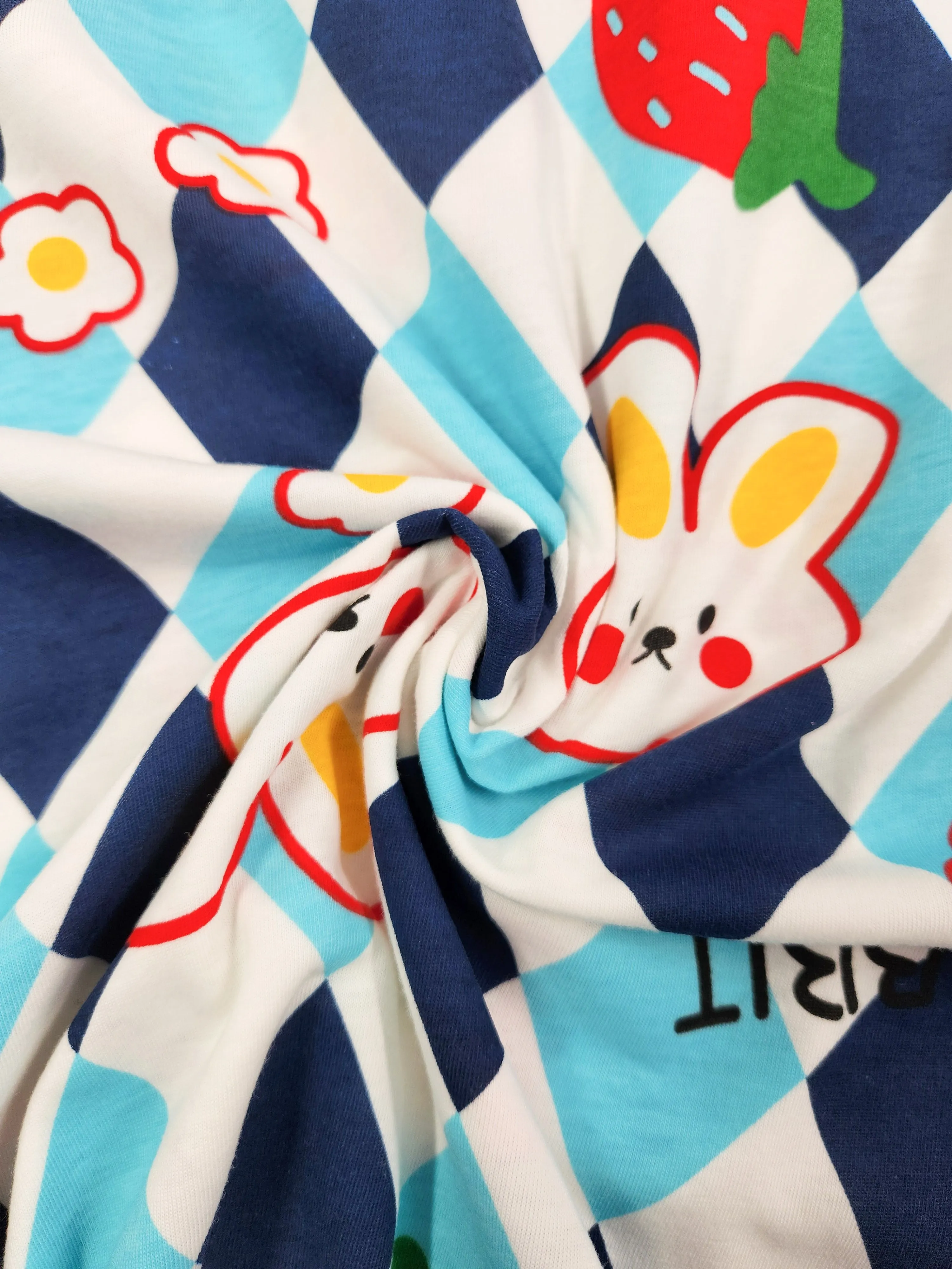 Printed Jersey - Strawbunny - 160cm