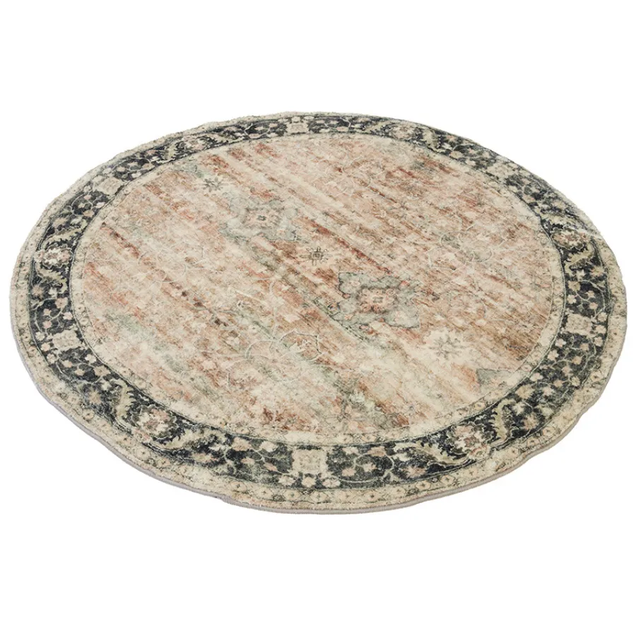 Rann Multicolour Traditional Distressed Round Rug