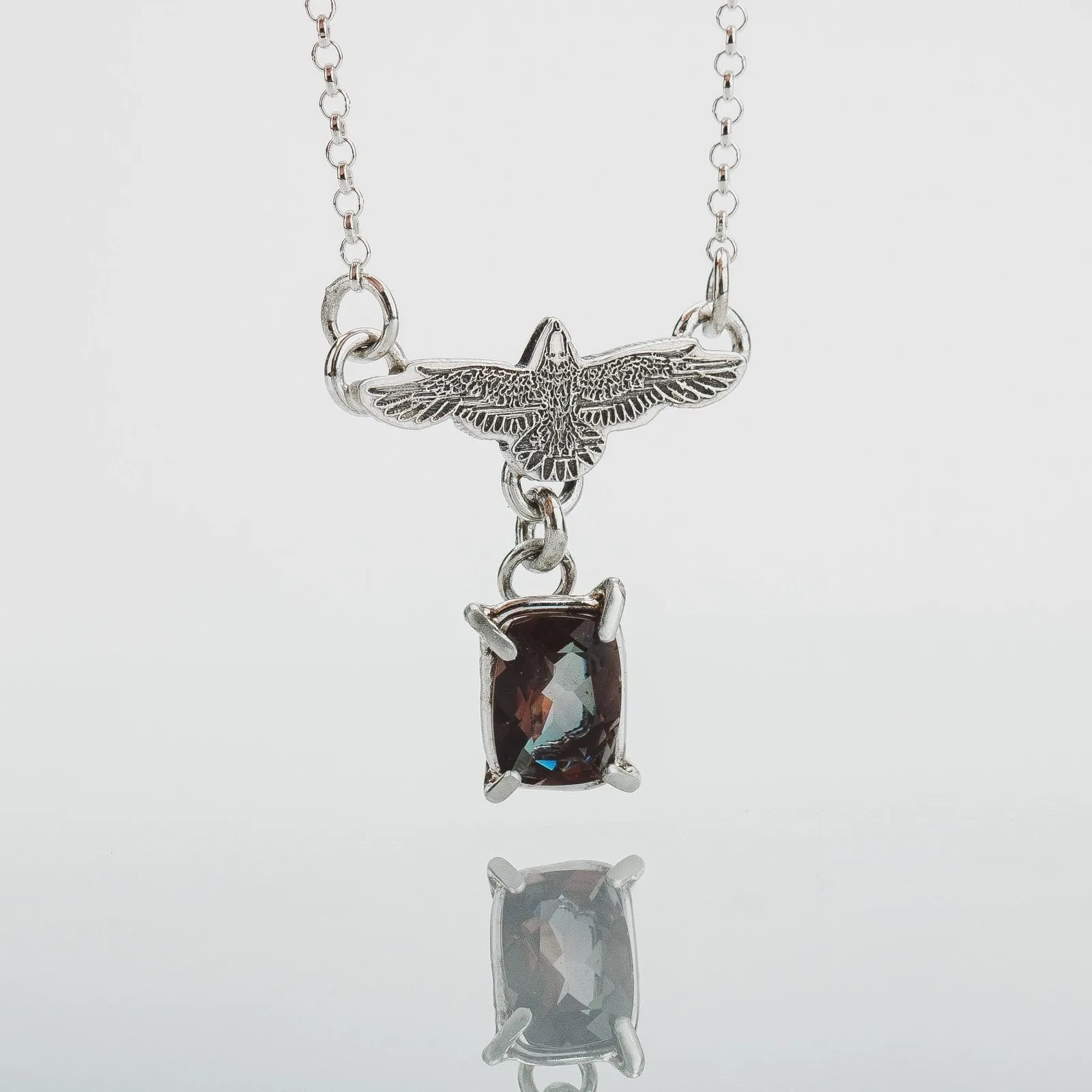 Raven Necklace With Faceted Mexican Labradorite