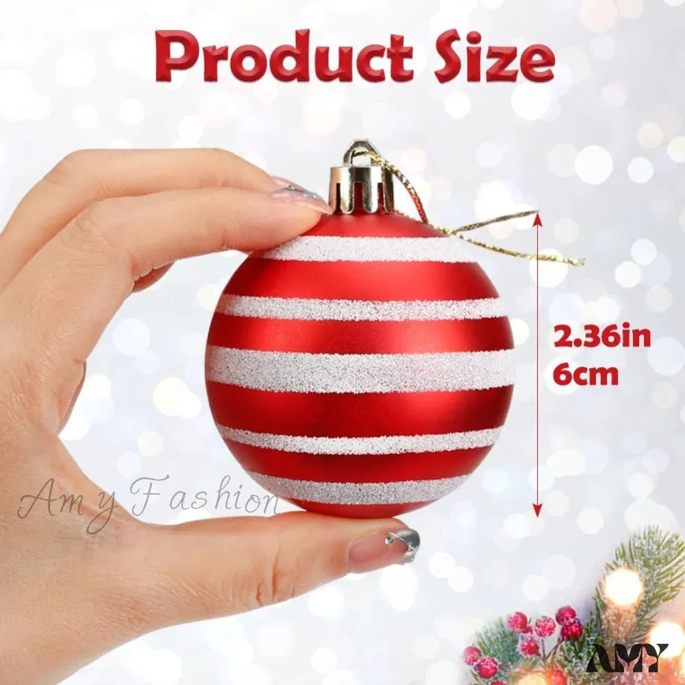 Red and White Christmas Ball Ornaments - 16 Piece Set