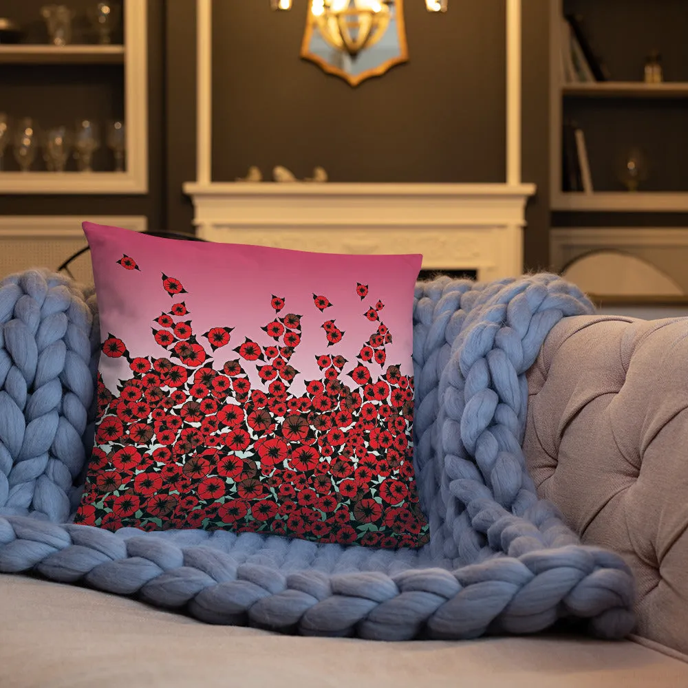 Red Bed of Roses designer Basic Pillow by John A. Conroy