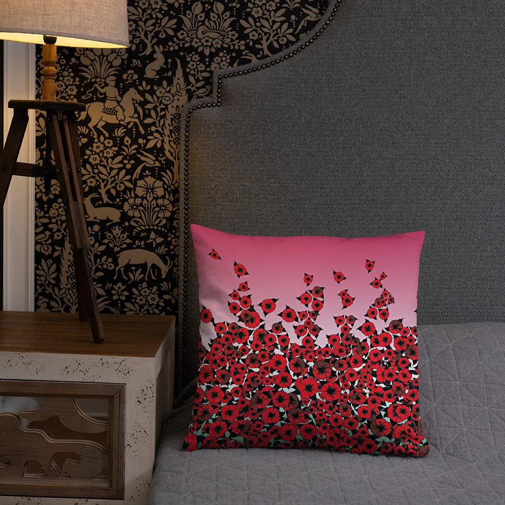 Red Bed of Roses designer Basic Pillow by John A. Conroy