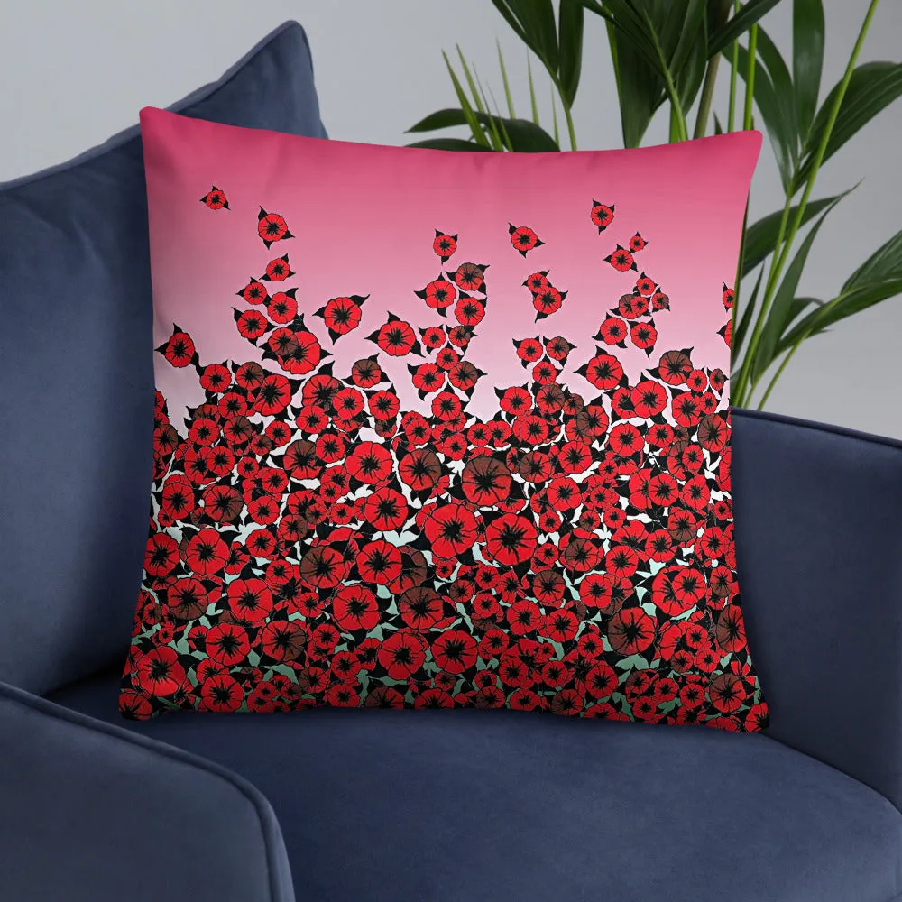 Red Bed of Roses designer Basic Pillow by John A. Conroy